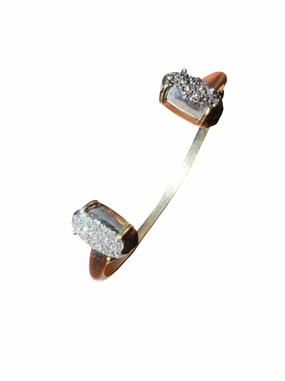 Kendra Scott Edie gold cuff bracelet featuring platinum drusy stones